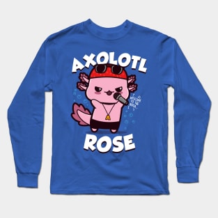 Cute Kawaii Axolotl Cartoon Rock And Roll Band Gift For Axolotl Lovers Long Sleeve T-Shirt